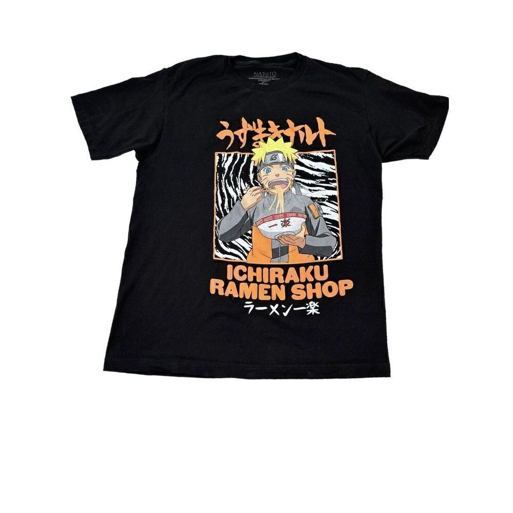 Naruto Ichiraku Ramen Shop Shippuden Graphic Black T-Shirt Men’s Size Large